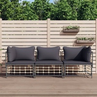 Garden Lounge Set with Cushions Anthracite Poly Rattan