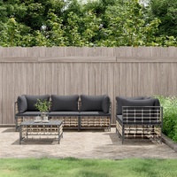 Garden Lounge Set with Cushions Anthracite Poly Rattan