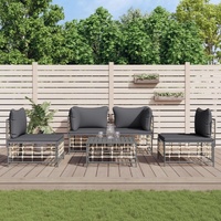 Garden Lounge Set with Cushions Anthracite Poly Rattan