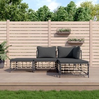 Garden Lounge Set with Cushions Anthracite Poly Rattan