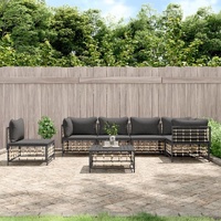 Garden Lounge Set with Cushions Anthracite Poly Rattan