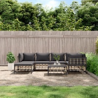 Garden Lounge Set with Cushions Anthracite Poly Rattan