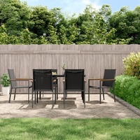 Garden Dining Set Black Textilene and Steel