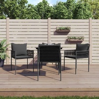Garden Dining Set with Cushions Poly Rattan and Steel