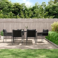 Garden Dining Set with Cushions Poly Rattan and Steel