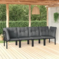 Garden Lounge Set Black and Grey Poly Rattan