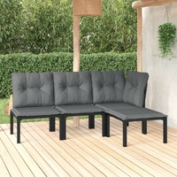 Garden Lounge Set Black and Grey Poly Rattan