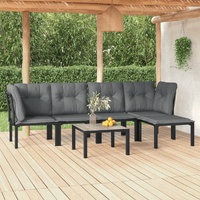 Garden Lounge Set Black and Grey Poly Rattan