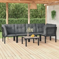 Garden Lounge Set Black and Grey Poly Rattan