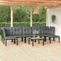 Garden Lounge Set Black and Grey Poly Rattan