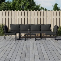 Garden Lounge Set with Grey Cushions Steel