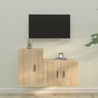2 Piece TV Cabinet Set Engineered Wood
