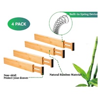 4 Pack Bamboo Adjustable Kitchen Drawer Dividers (Large, 44-55 cm)