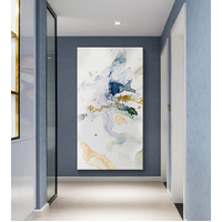 Wall Art 40cmx80cm Abstract Watercolour Style Black Frame Canvas