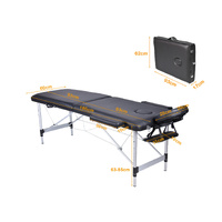 YES4HOMES 2 Fold Portable Aluminium Massage Table Massage Bed Beauty Therapy Black
