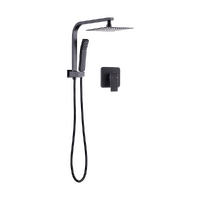 WELS 8" Rain Shower Head Set Square Dual Heads Faucet High Pressure With Mixer