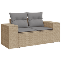 12 Piece Garden Sofa Set with Cushions Beige Poly Rattan