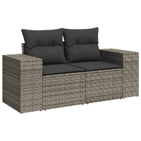 12 Piece Garden Sofa Set with Cushions Grey Poly Rattan