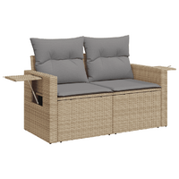 14 Piece Garden Sofa Set with Cushions Mix Beige Poly Rattan