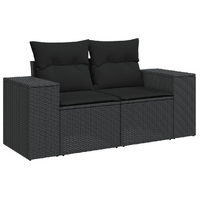 13 Piece Garden Sofa Set with Cushions Black Poly Rattan