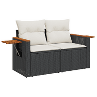 6 Piece Garden Sofa Set with Cushions Black Poly Rattan