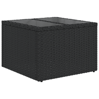 2 Piece Garden Sofa Set with Cushions Black Poly Rattan&Glass