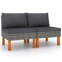 Sofa Poly Rattan and Solid Eucalyptus Wood