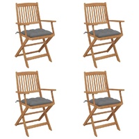 Folding Garden Chairs with Cushions Solid Wood Acacia
