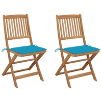 Folding Garden Chairs with Cushions Solid Wood Acacia