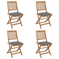 Folding Garden Chairs with Cushions Solid Wood Acacia