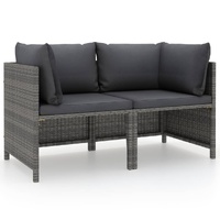 Sectional Sofa with Cushions Poly Rattan
