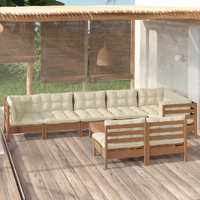 9 Piece Garden Lounge Set with Cushions Solid Pinewood