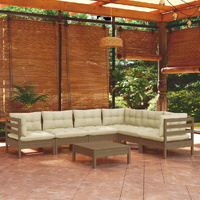 7 Piece Garden Lounge Set with Cushions Solid Pinewood