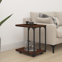 Side Table with Wheels 50x35x55.5cm Engineered Wood
