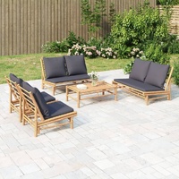 Garden Lounge Set with Cushions Bamboo