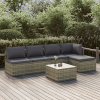 Garden Lounge Set with Cushions Grey Poly Rattan