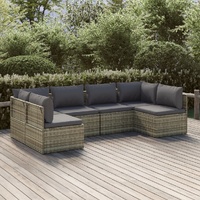 Garden Lounge Set with Cushions Grey Poly Rattan