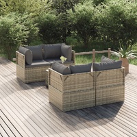 Garden Lounge Set with Cushions Grey Poly Rattan