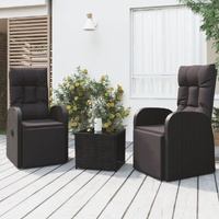 Garden Lounge Set Black Poly Rattan&Solid Wood Acacia