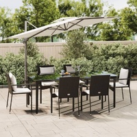 Garden Dining Set with Cushions Poly Rattan