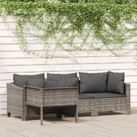 Garden Lounge Set with Cushions Grey Poly Rattan