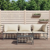 Garden Lounge Set with Cushions Anthracite Poly Rattan