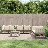 Garden Lounge Set with Cushions Anthracite Poly Rattan