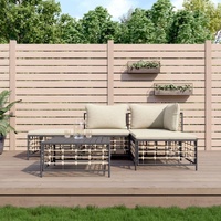 Garden Lounge Set with Cushions Anthracite Poly Rattan