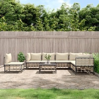 Garden Lounge Set with Cushions Anthracite Poly Rattan