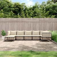 Garden Lounge Set with Cushions Anthracite Poly Rattan