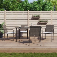 Garden Dining Set with Cushions Poly Rattan and Steel