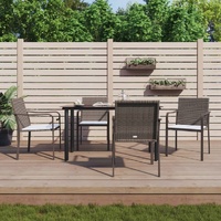 Garden Dining Set with Cushions Poly Rattan and Steel