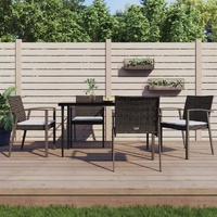 Garden Dining Set with Cushions Poly Rattan and Steel