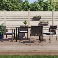 Garden Dining Set with Cushions Poly Rattan and Steel